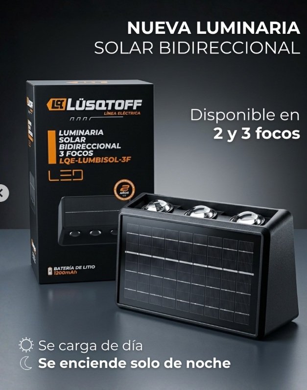 BIDIRECCIONAL  SOLAR 3 FOCOS  LUSQTOFF